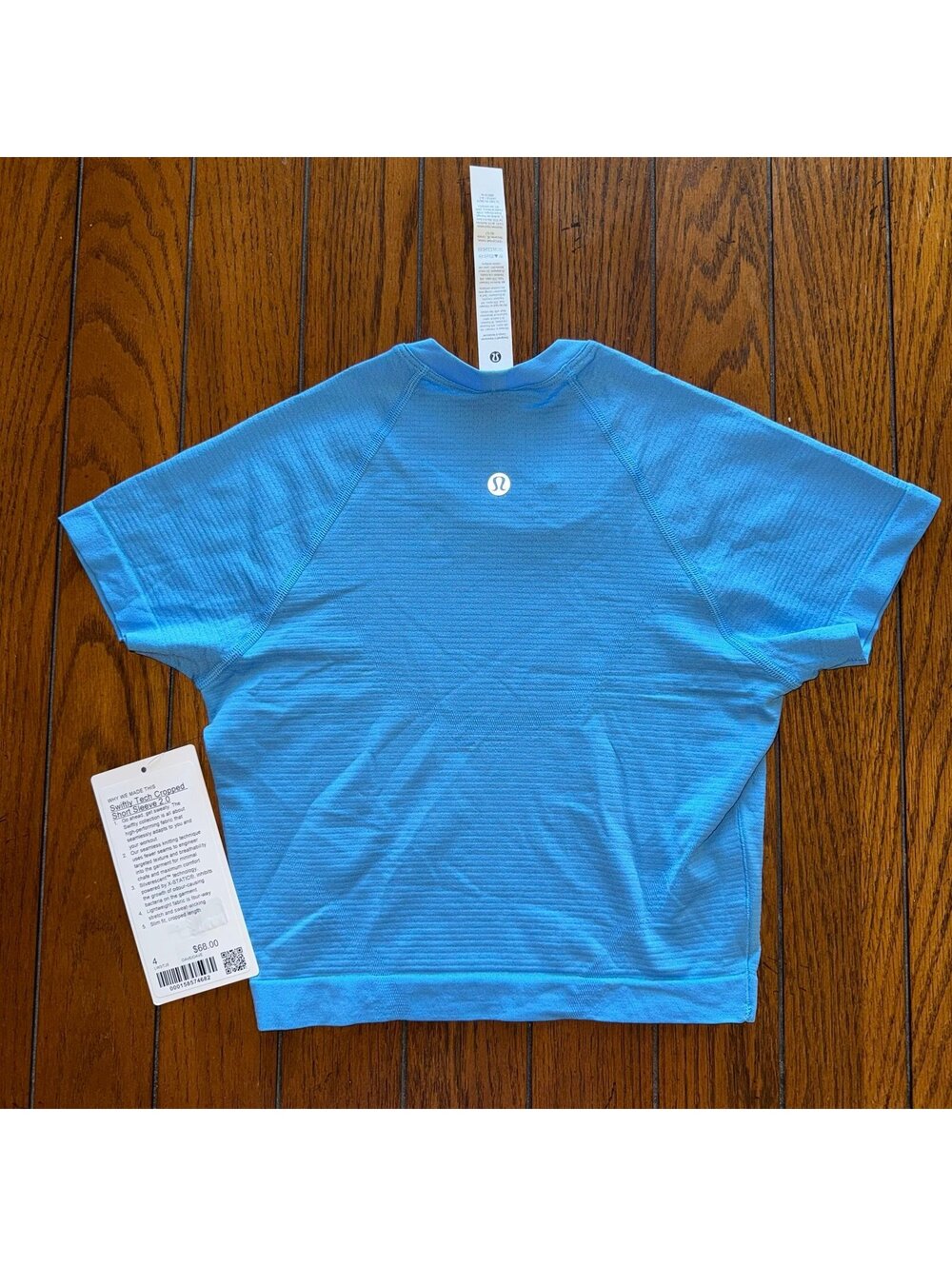 Lululemon Swiftly Tech Cropped Short Sleeve 2.0 Ocean Wave Size 4 NWT - Picture 2 of 5